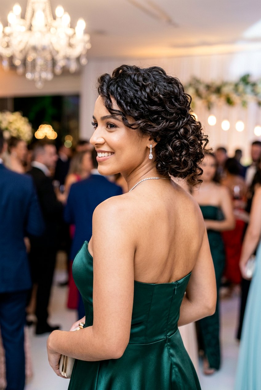 Side Swept Curly Updo For Birthday - 20 birthday hairstyle with side curls - 20 birthday hairstyle with side curls