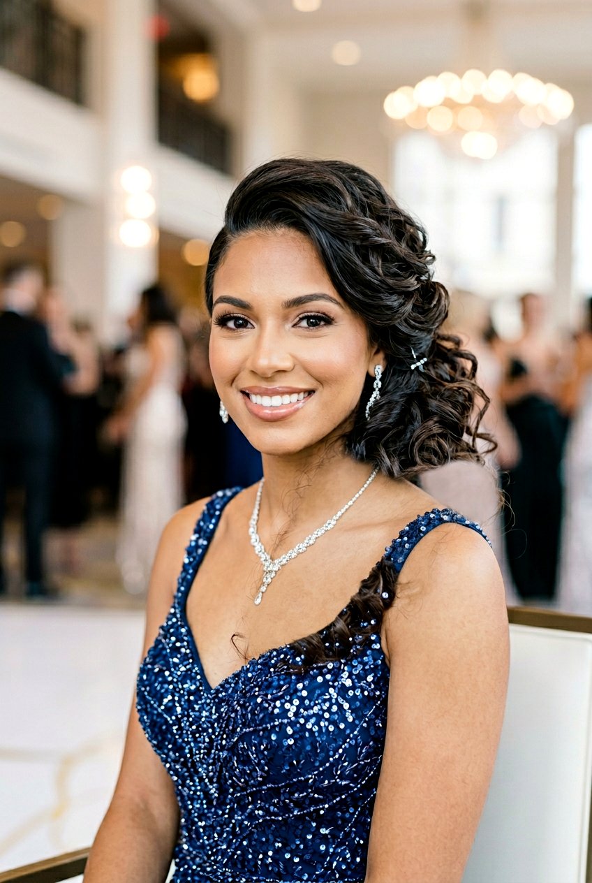 Side Swept Curly Updo For Pageants - 20 pageant updo hairstyles - 20 pageant updo hairstyles