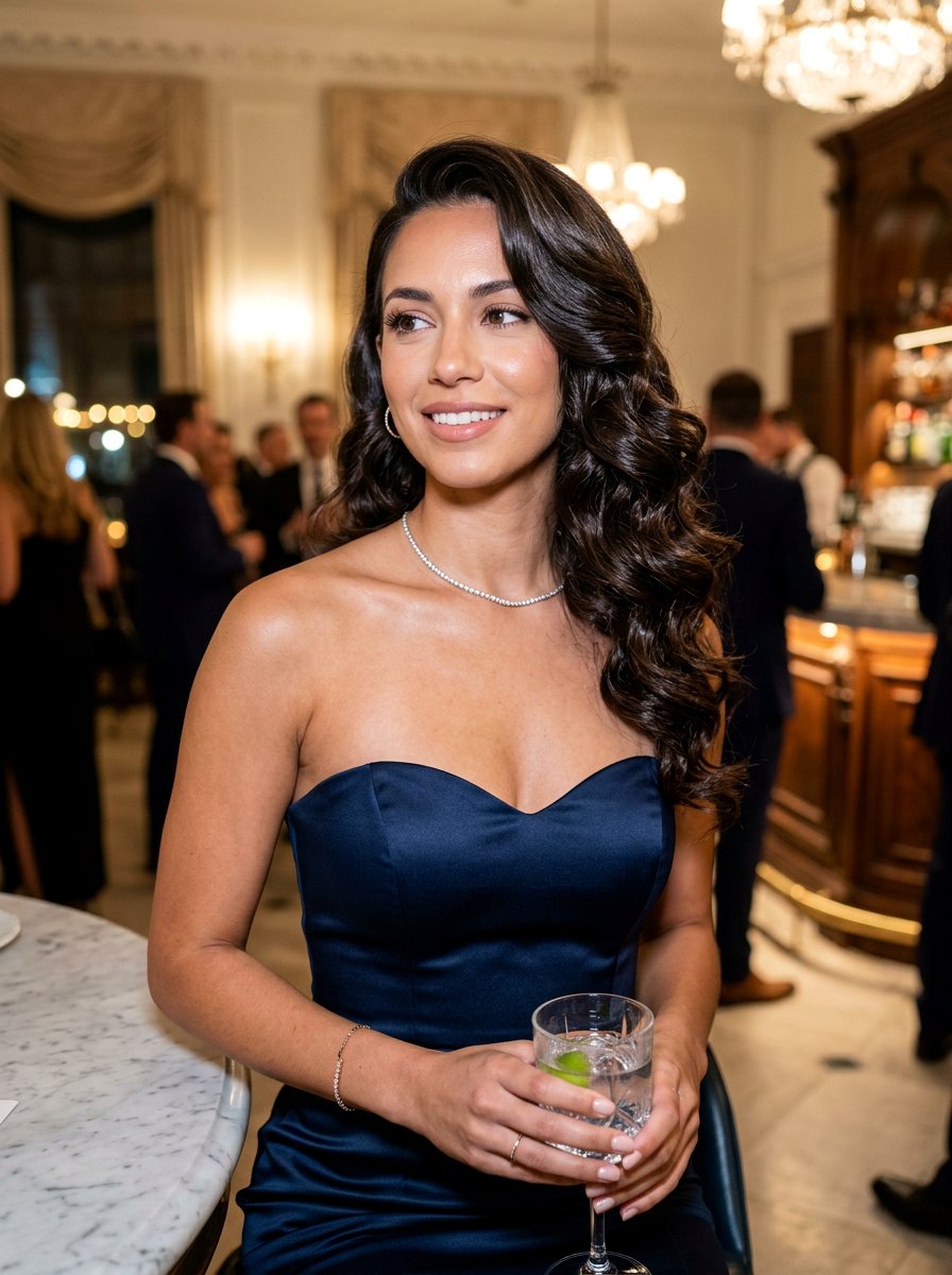 Side Swept Curly Waves - 20 date night hairstyle with romantic curls - 20 date night hairstyle with romantic curls