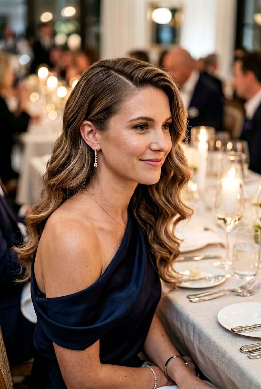 Side Swept Dinner Hair - 20 dinner date hairstyles - 20 dinner date hairstyles