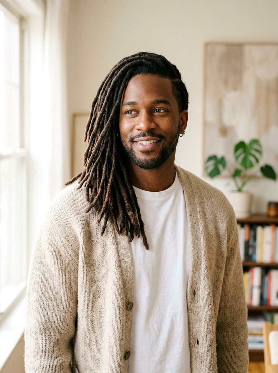 Side Swept Dreads - 20 shoulder length dreads for men - 20 shoulder length dreads for men