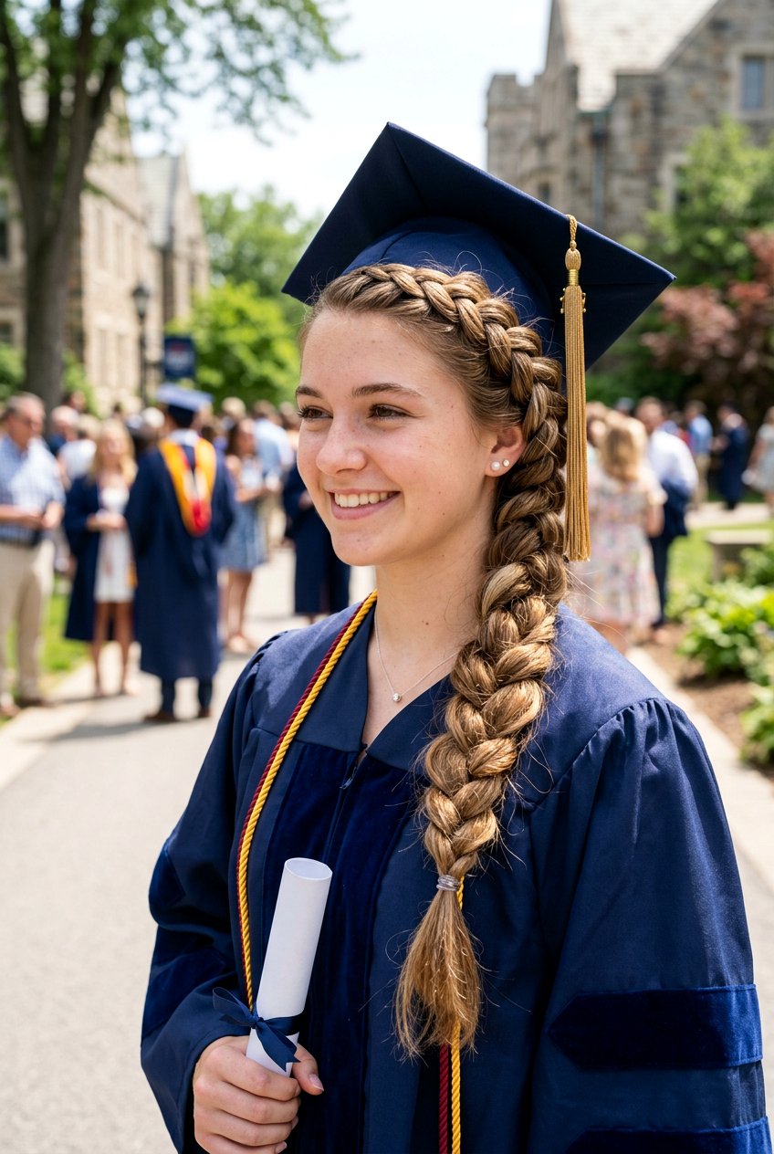 Side Swept Dutch Braid - 20 graduation hairstyle for teenage girls - 20 graduation hairstyle for teenage girls