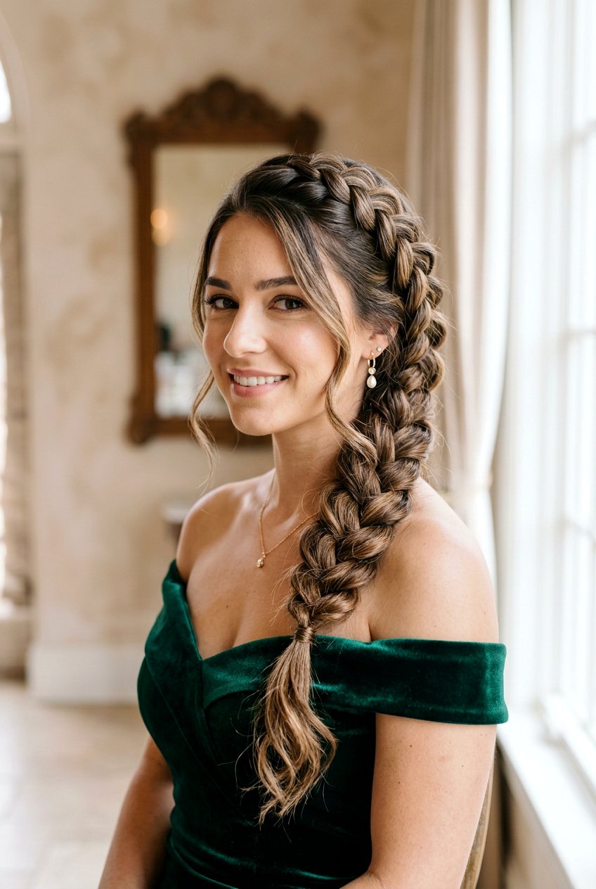 Side Swept Dutch Braid - 20 boho messy braid hairstyle - 20 boho messy braid hairstyle