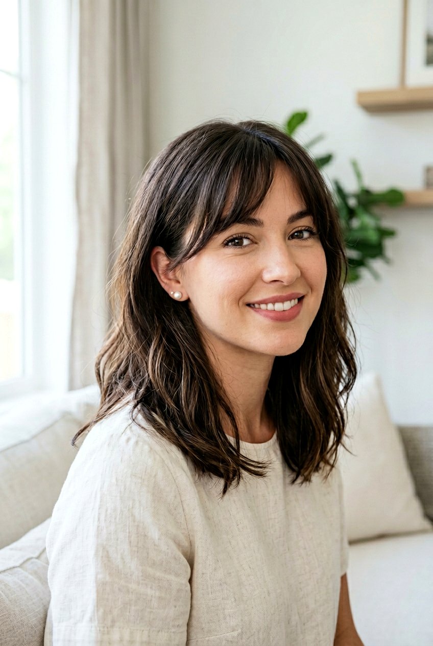 Side Swept Feathered Bangs - 20 feathered bangs for older women - 20 feathered bangs for older women