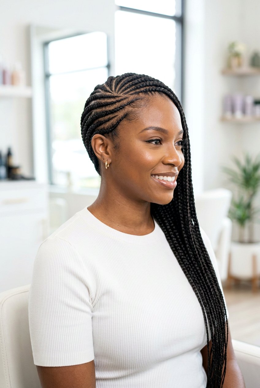 Side Swept Feed In Braids - 20 feed in braids hairstyles - 20 feed in braids hairstyles