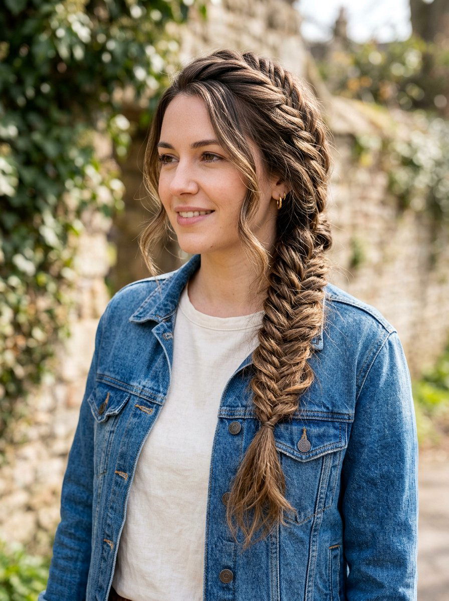 Side Swept Fishtail Braid - 20 quick hairstyle for college classes - 20 quick hairstyle for college classes