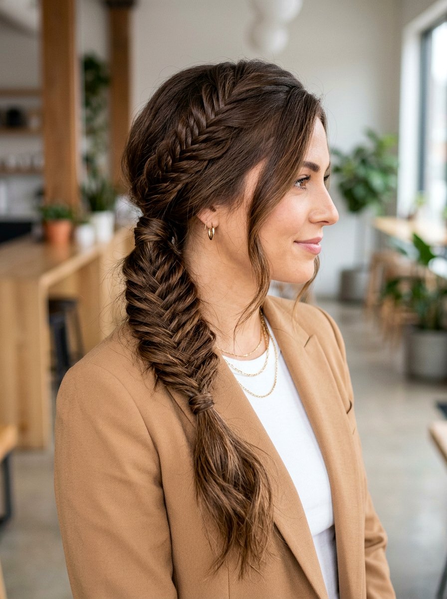 Side Swept Fishtail Ponytail - 20 interview hairstyle with side swept ponytail - 20 interview hairstyle with side swept ponytail