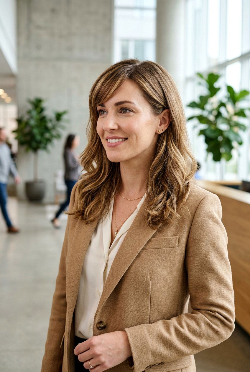 Side Swept Fringe - 20 simple hairstyle for interview with medium hair - 20 simple hairstyle for interview with medium hair