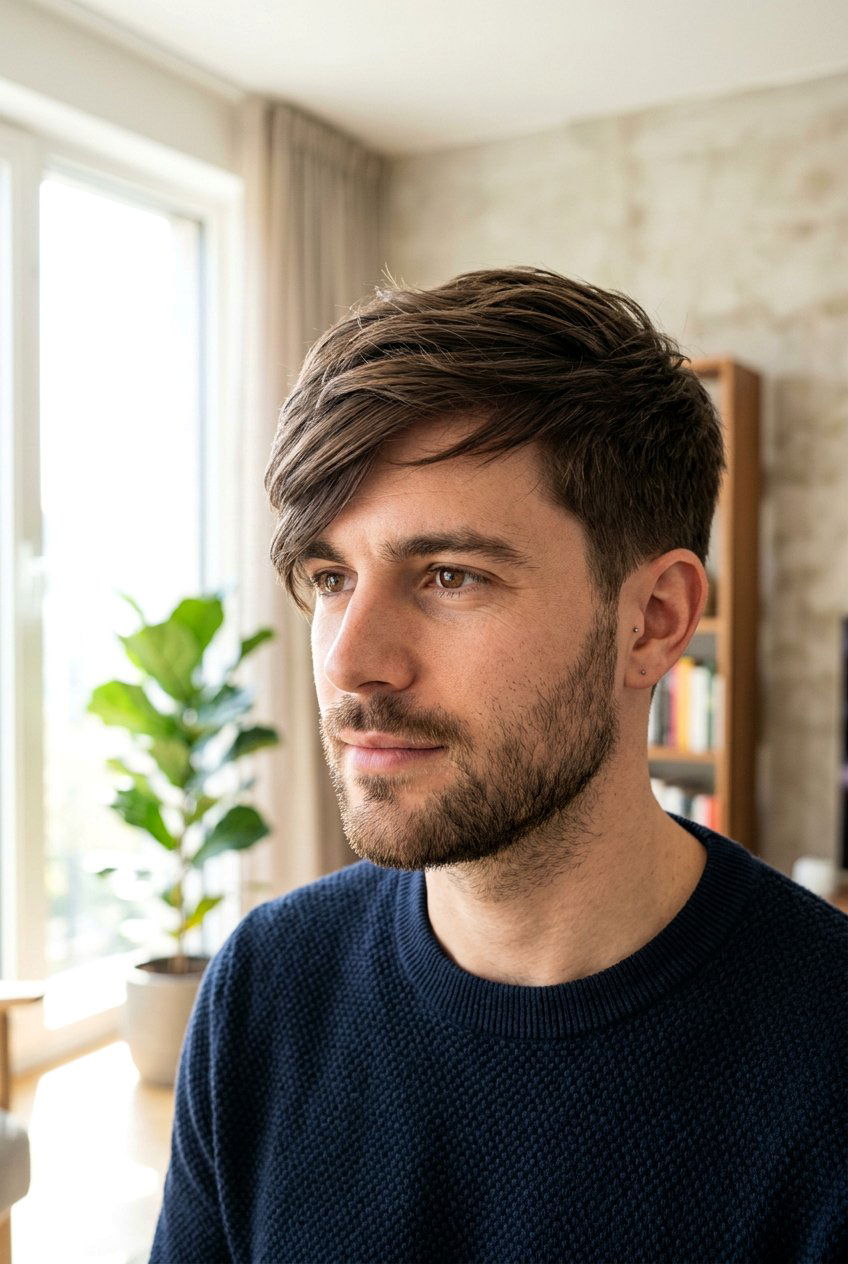 Side Swept Fringe - 20 medium length hairstyles for men - 20 medium length hairstyles for men