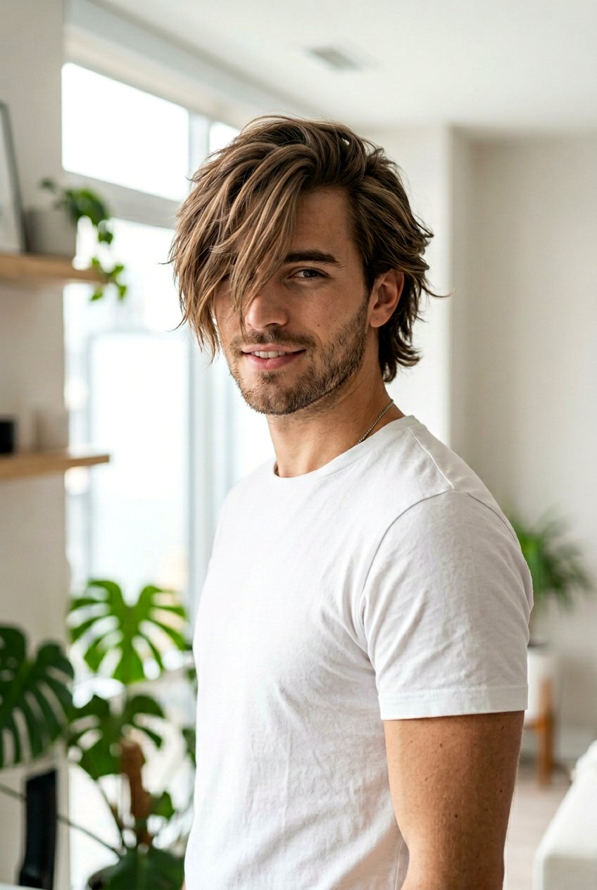 Side Swept Fringe - 20 mens haircut for heart shaped face - 20 men’s haircut for heart shaped face
