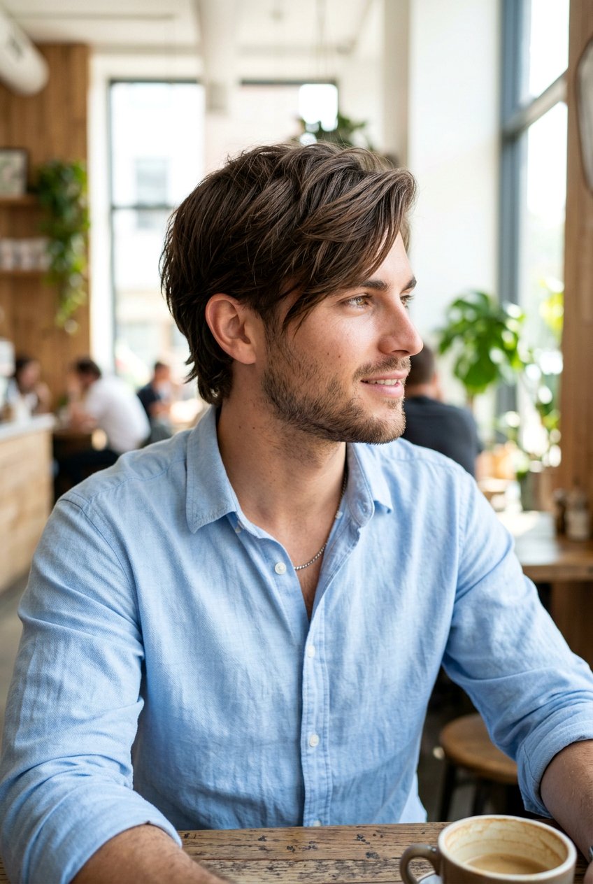 Side Swept Fringe - 20 mens haircut for square face - 20 men’s haircut for square face