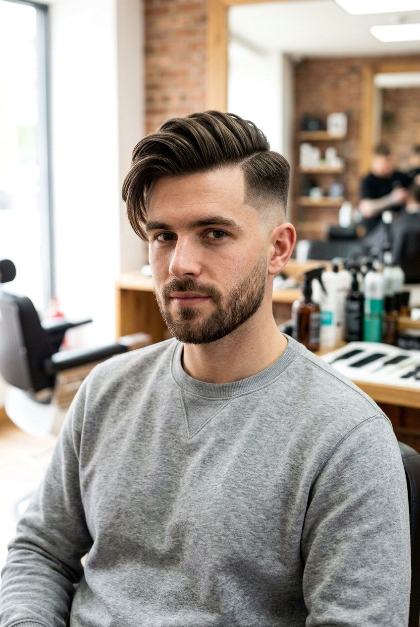 Side Swept Fringe Fade - 20 long top short sides haircut men - 20 long top short sides haircut men