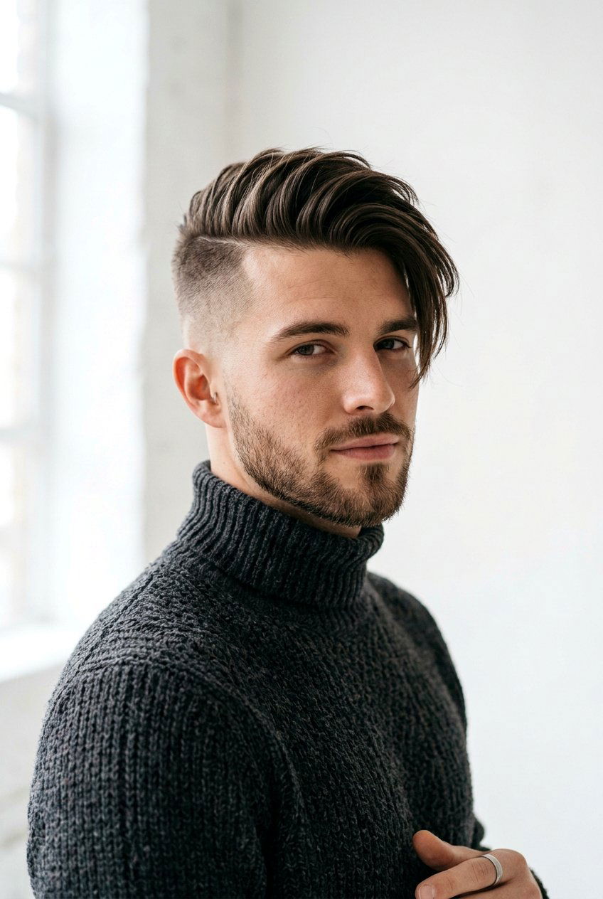 Side Swept Fringe Undercut - 20 mens haircut for round face - 20 men’s haircut for round face