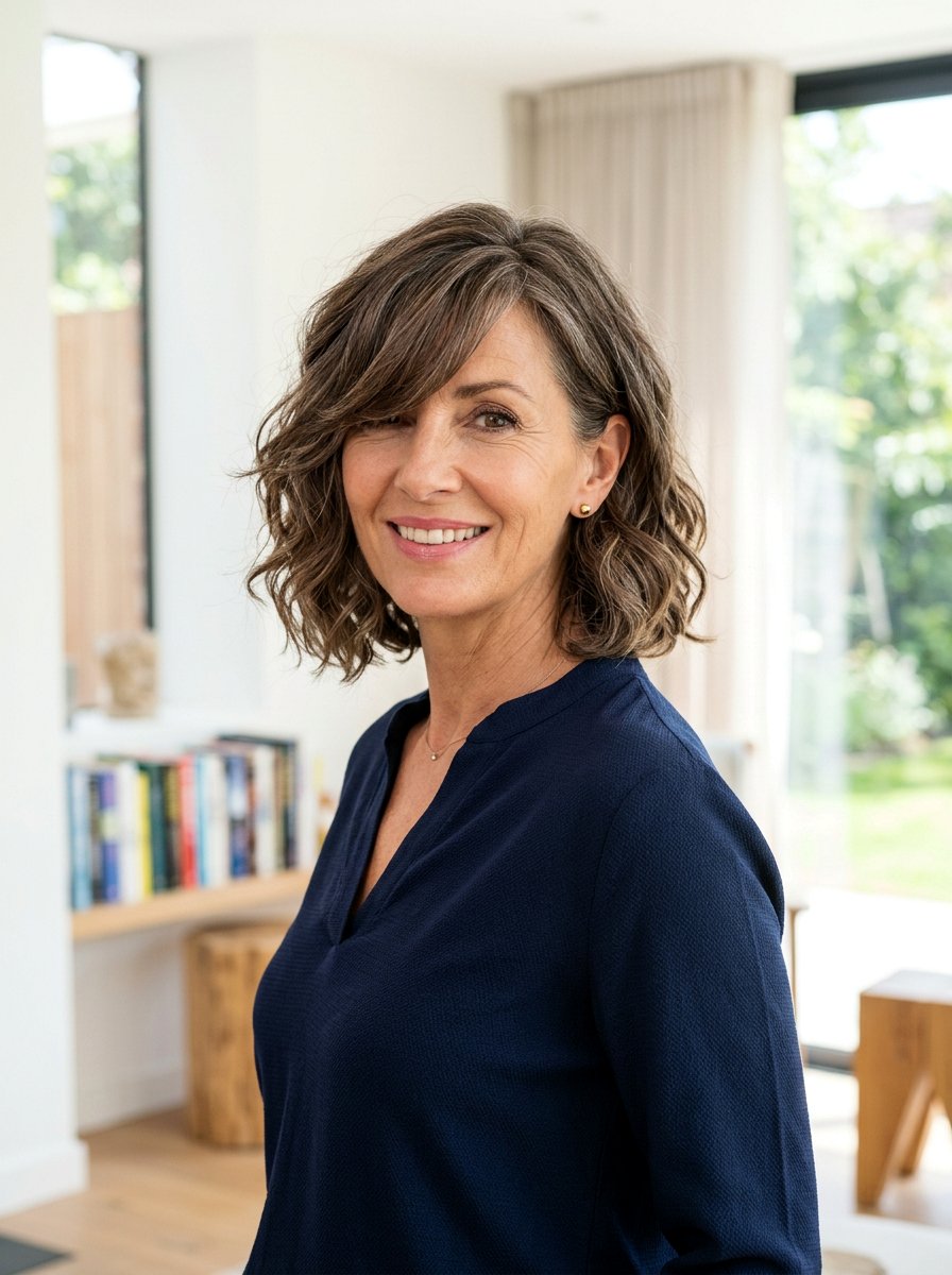 Side Swept Fringe Wavy Bob For Women Over 50 - 20 wavy bob for women over 50 - 20 wavy bob for women over 50