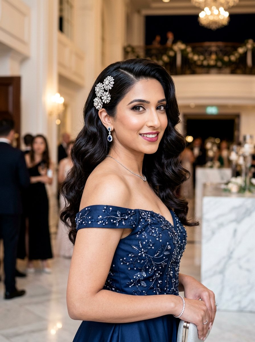 Side Swept Glam Waves - 20 prom hairstyles for fine medium hair - 20 prom hairstyles for fine medium hair