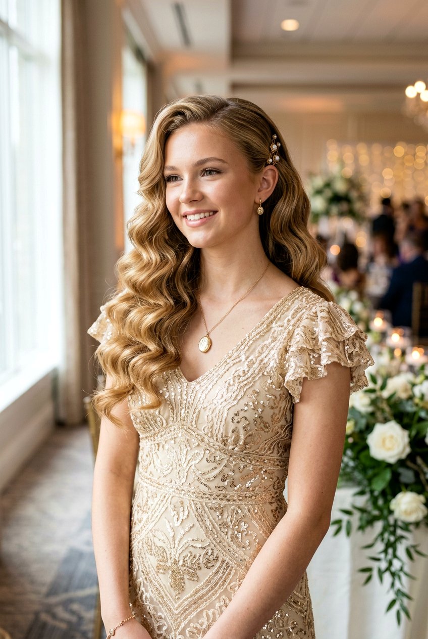 Side Swept Glam Waves - 20 prom hairstyle for teenage girls with curls - 20 prom hairstyle for teenage girls with curls