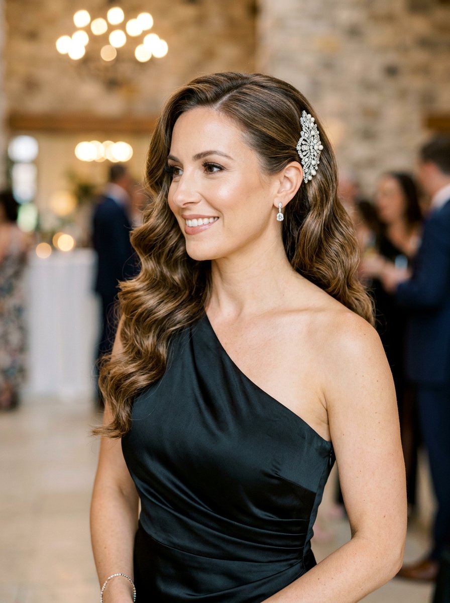 Side Swept Glamour Waves - 20 wedding hairstyles for elopement - 20 wedding hairstyles for elopement