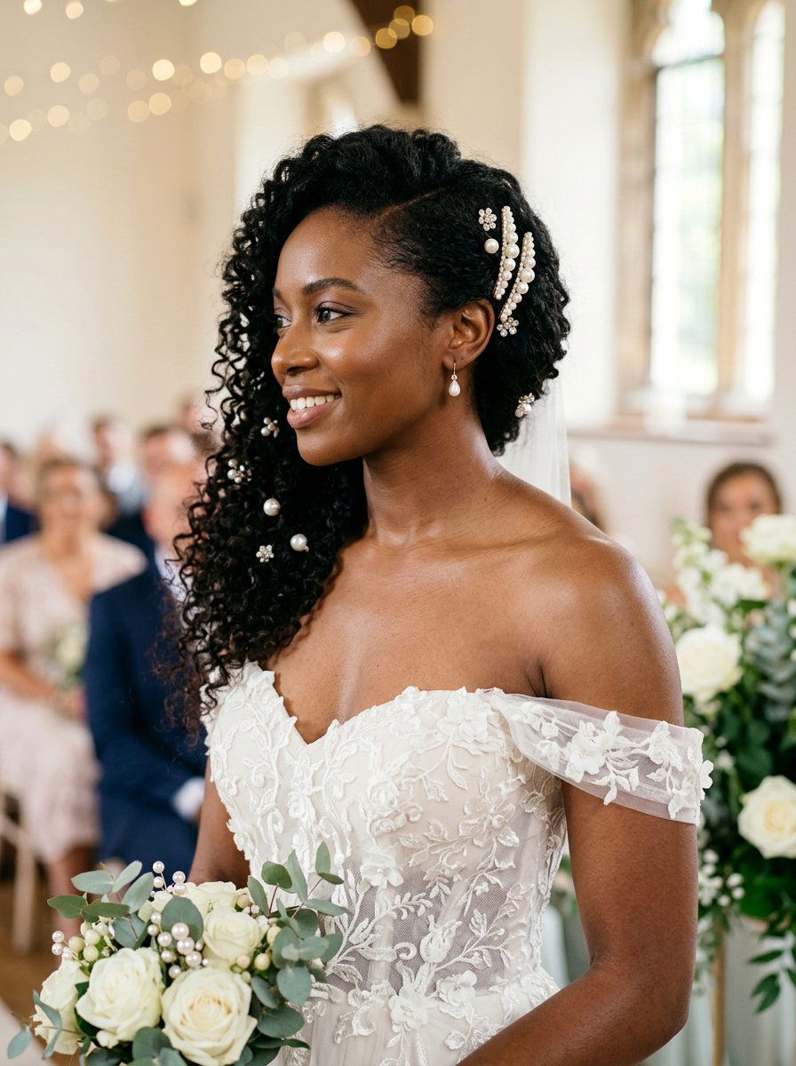 Side Swept Hair Pearl Clips - 20 wedding hairstyles with pearl clips - 20 wedding hairstyles with pearl clips