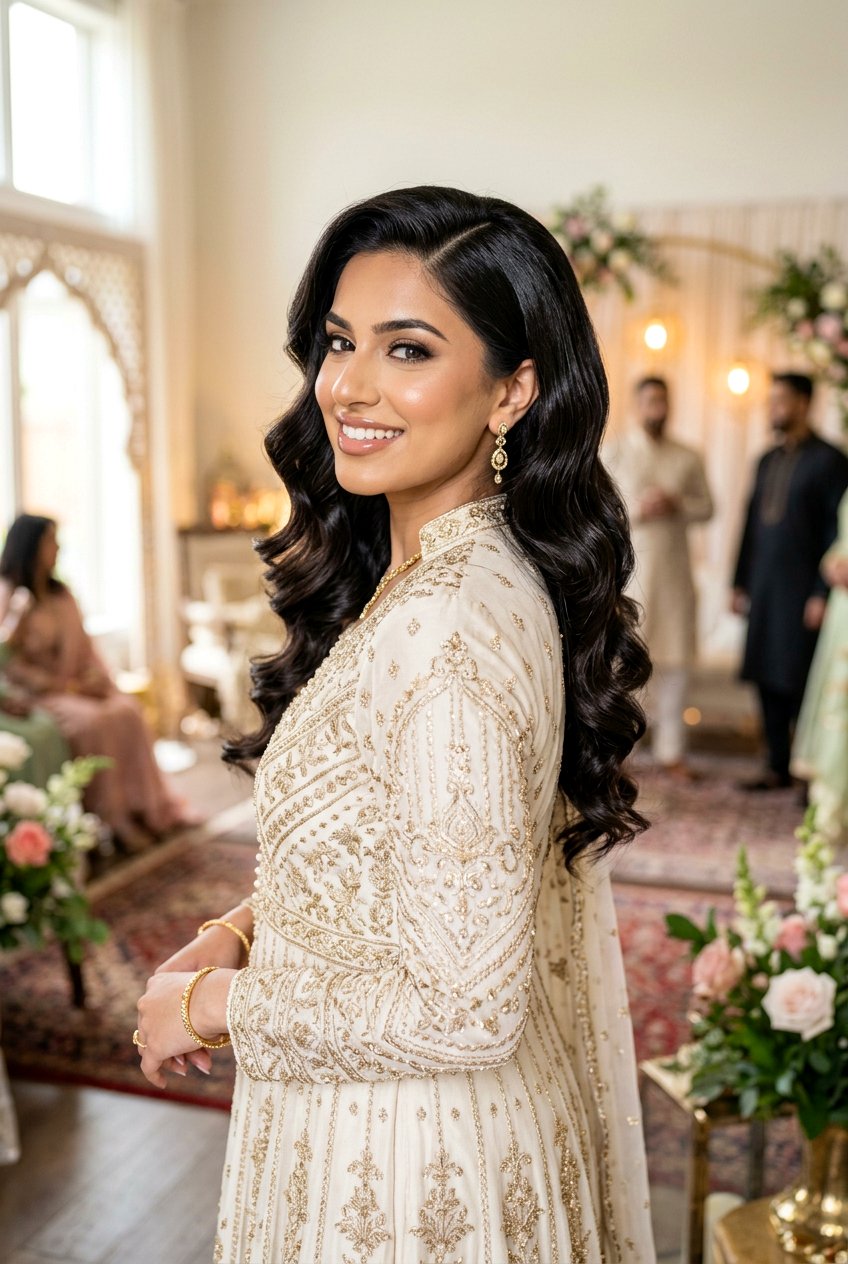 Side Swept Hollywood Waves - 20 eid party hairstyles for women - 20 eid party hairstyles for women