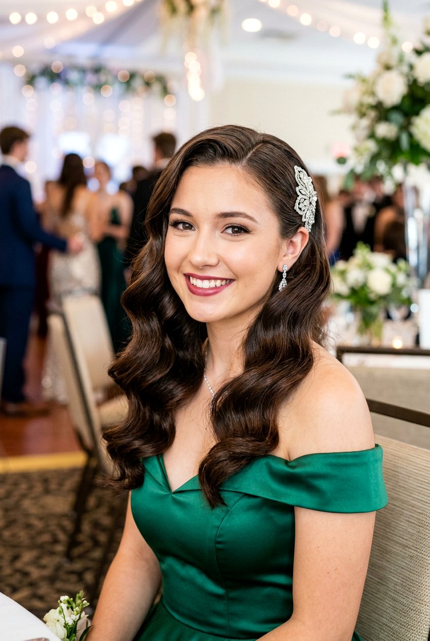 Side Swept Hollywood Waves Homecoming - 20 homecoming hairstyle for teenage girls - 20 homecoming hairstyle for teenage girls