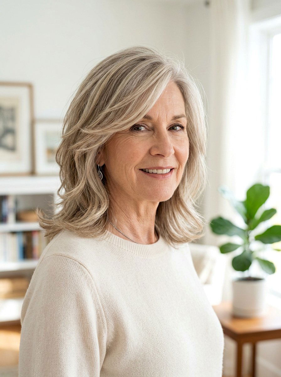 Side Swept Layered Lob For Older Women - 20 side swept hairstyle for older women - 20 side swept hairstyle for older women