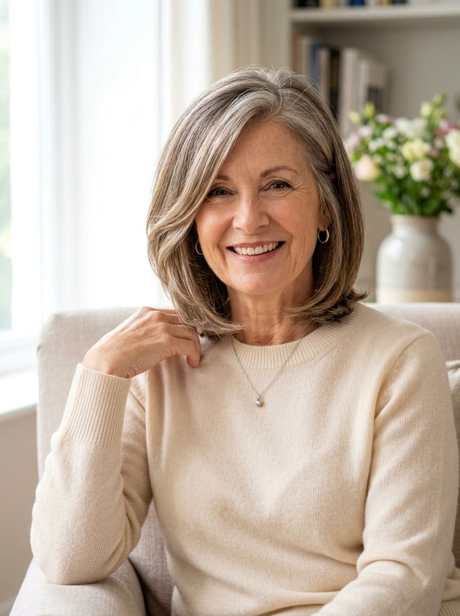 Side Swept Lob - 20 side parted bob for older women - 20 side parted bob for older women