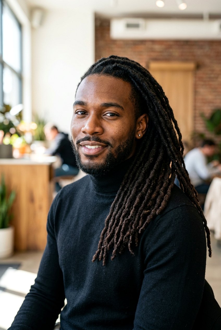 Side Swept Locs - 20 long loc styles for black men - 20 long loc styles for black men