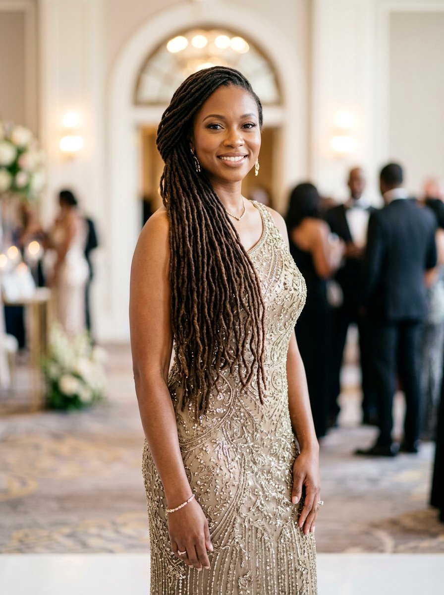 Side Swept Locs - 20 prom hairstyles for locs - 20 prom hairstyles for locs