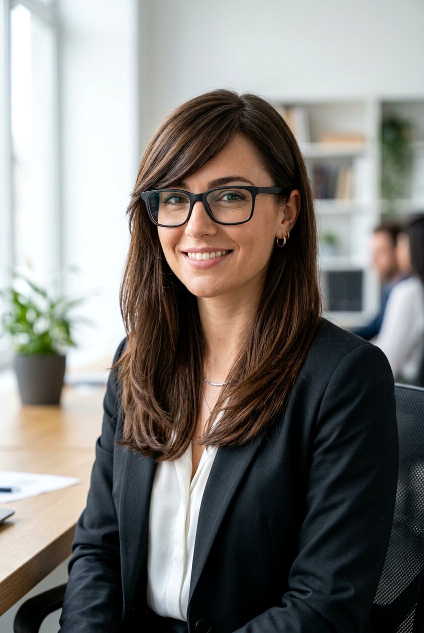 Side Swept Long Bangs - 20 long bangs for women with glasses - 20 long bangs for women with glasses