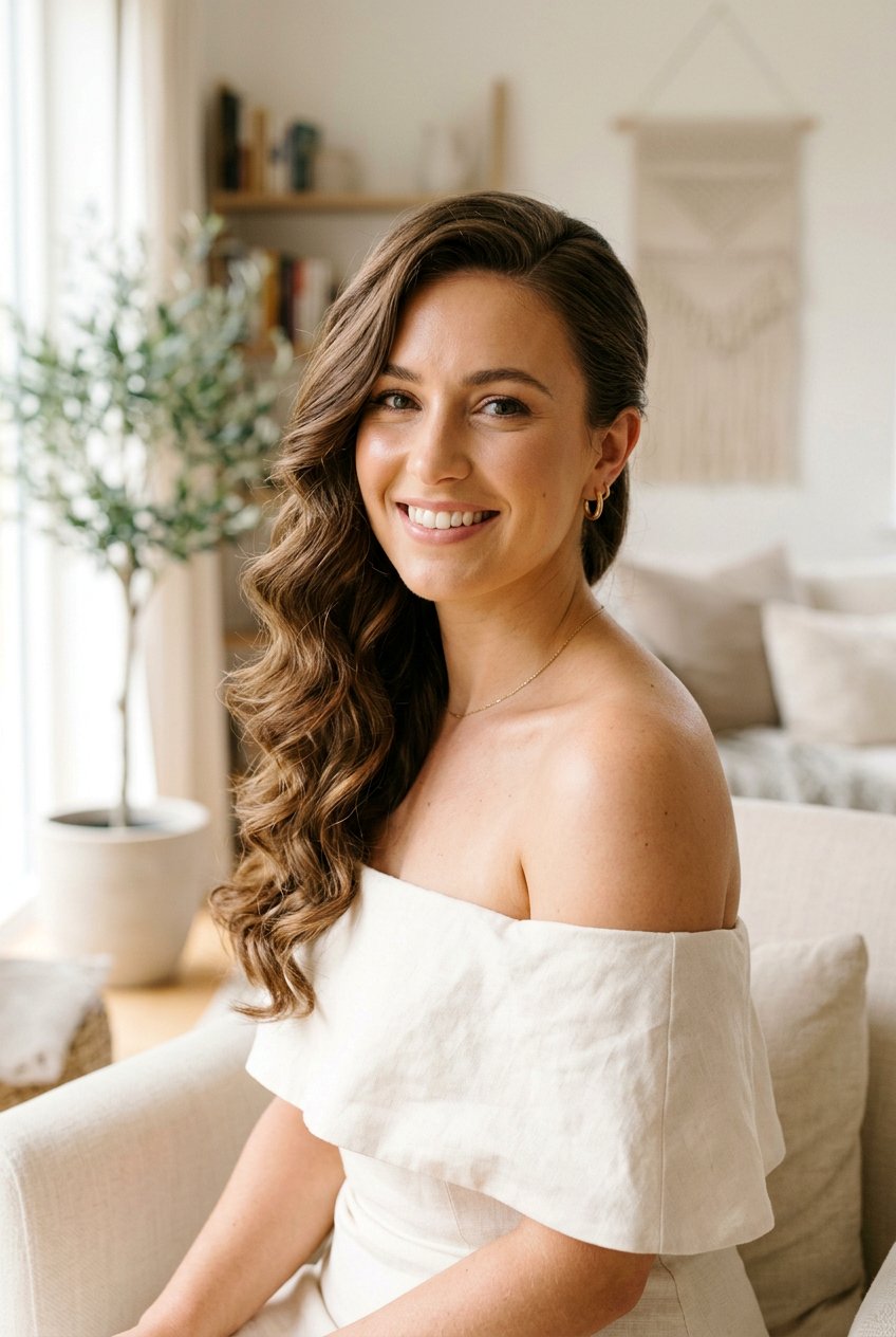 Side Swept Loose Curls Hairstyle - 20 girls night out hairstyles - 20 girls night out hairstyles