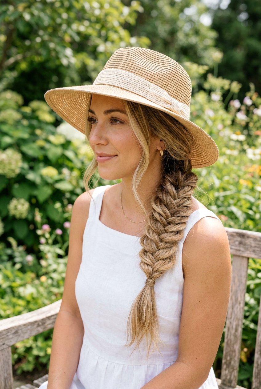 Side Swept Loose Fishtail Braid - 20 beach hairstyle with loose fishtail braid - 20 beach hairstyle with loose fishtail braid
