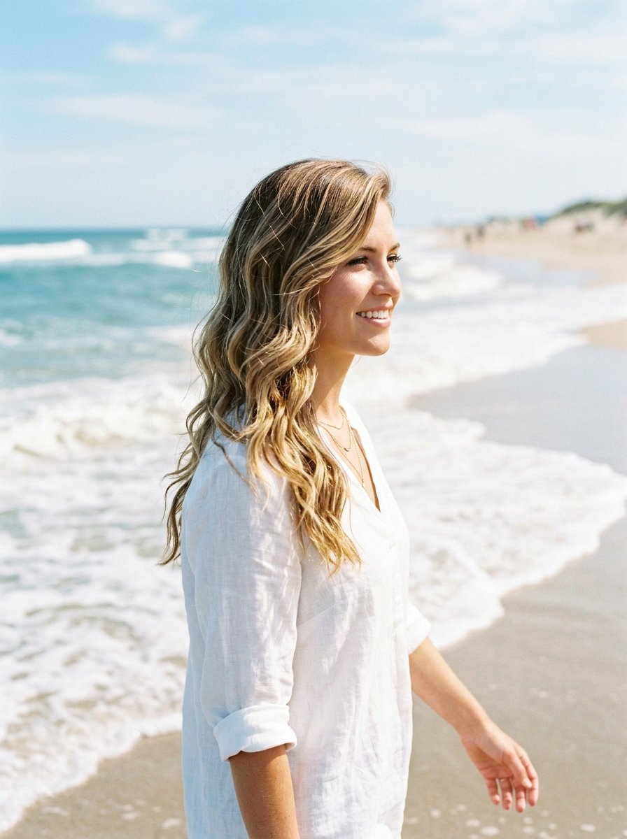 Side Swept Low Beach Waves - 20 vacation hairstyle with low beach waves - 20 vacation hairstyle with low beach waves