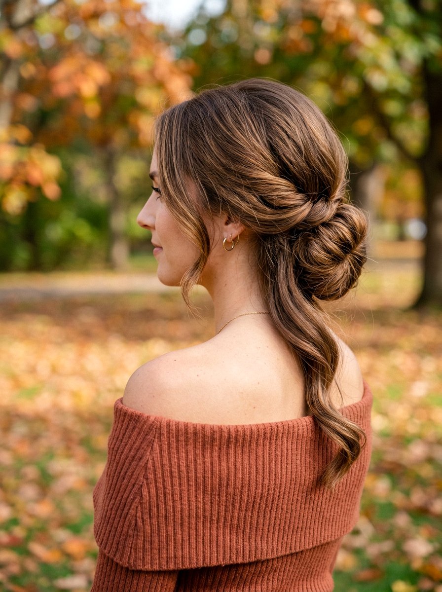 Side Swept Low Bun - 20 date night hairstyle with low bun - 20 date night hairstyle with low bun