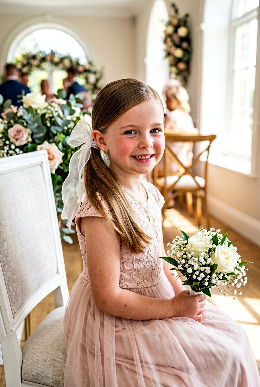 Side Swept Low Ponytail With Sheer Ribbon Bow - 20 little girls ponytail with ribbon bow - 20 little girls ponytail with ribbon bow