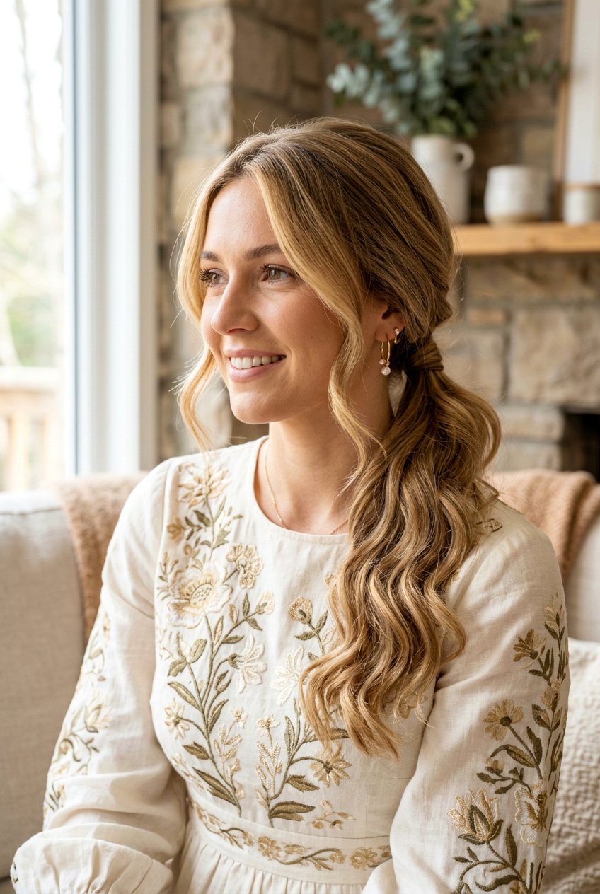 Side Swept Low Ponytail - 20 eid party hairstyles for women - 20 eid party hairstyles for women