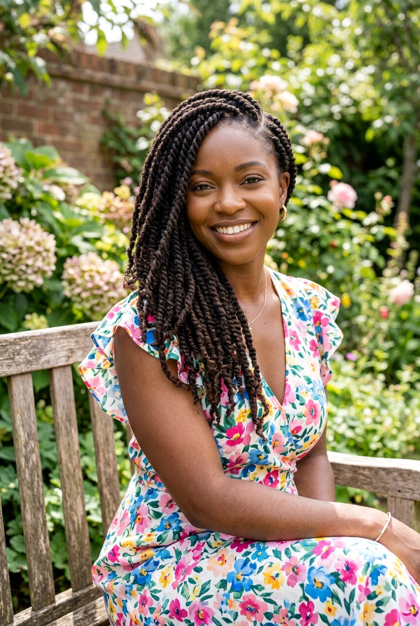 Side Swept Marley Twists - 20 marley twists updo hairstyles - 20 marley twists updo hairstyles