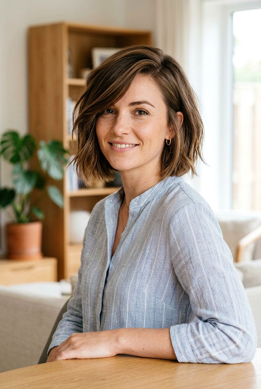 Side Swept Medium Bob - 20 haircuts for big forehead - 20 haircuts for big forehead