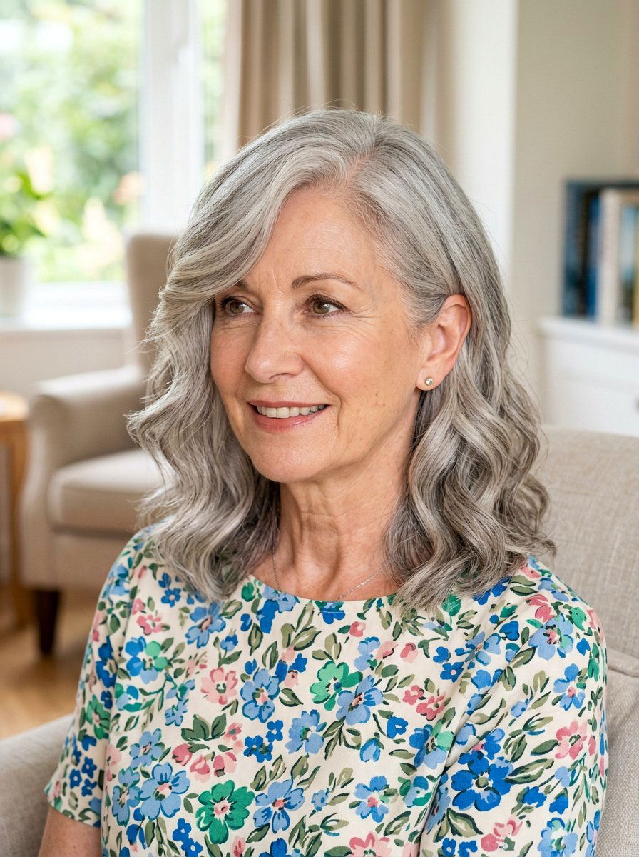 Side Swept Medium Wavy Haircut For Older Women - 20 side swept hairstyle for older women - 20 side swept hairstyle for older women
