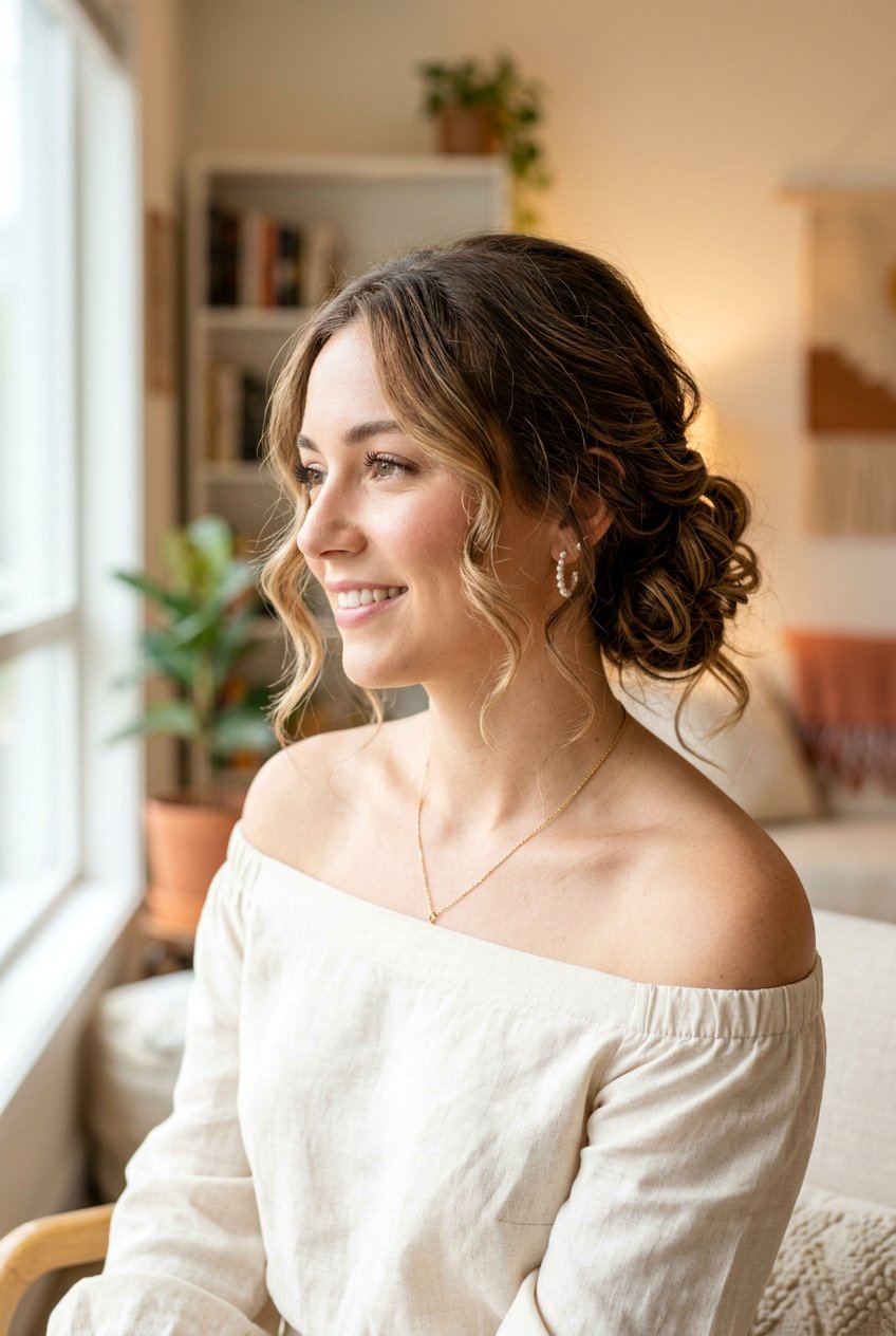 Side Swept Messy Bun - 20 messy bun for moms with thin hair - 20 messy bun for moms with thin hair