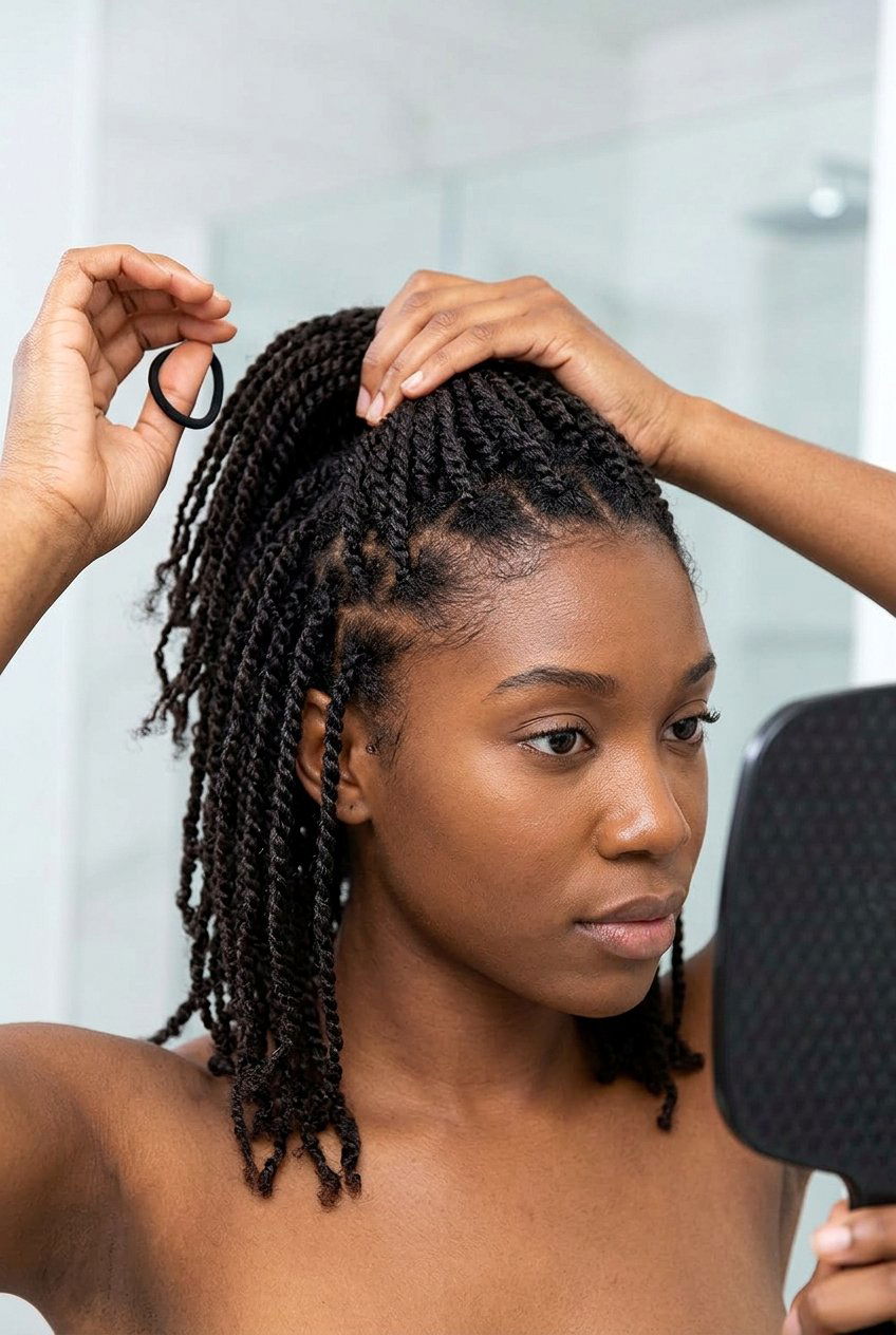 Side Swept Mini Twist Ponytail - 20 mini twist ponytail hairstyle - 20 mini twist ponytail hairstyle