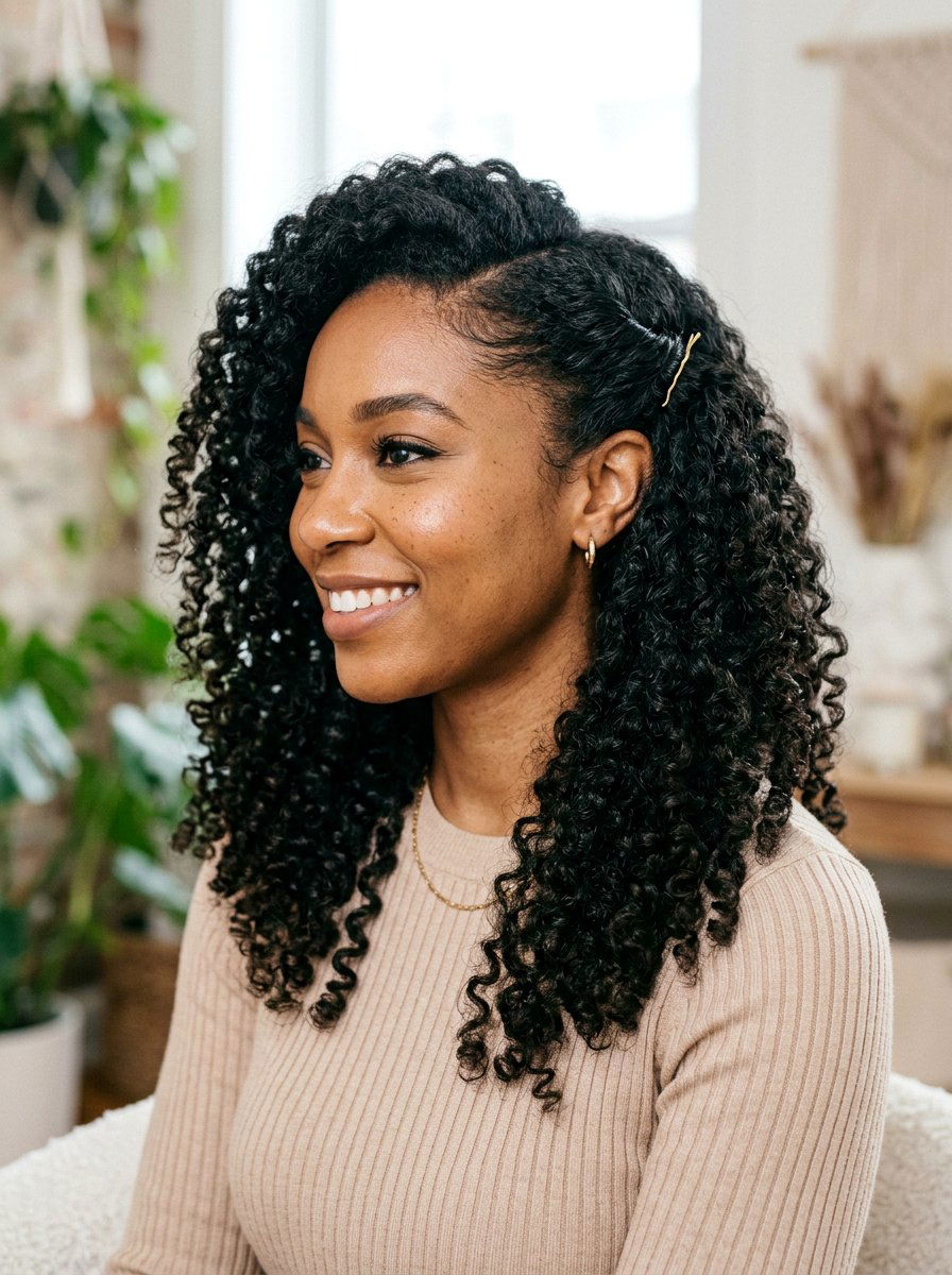 Side Swept Natural Hair - 20 simple work hairstyle for natural hair - 20 simple work hairstyle for natural hair