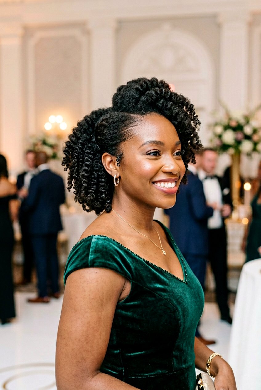 Side Swept Natural Puff - 20 black women natural puff ideas - 20 black women natural puff ideas