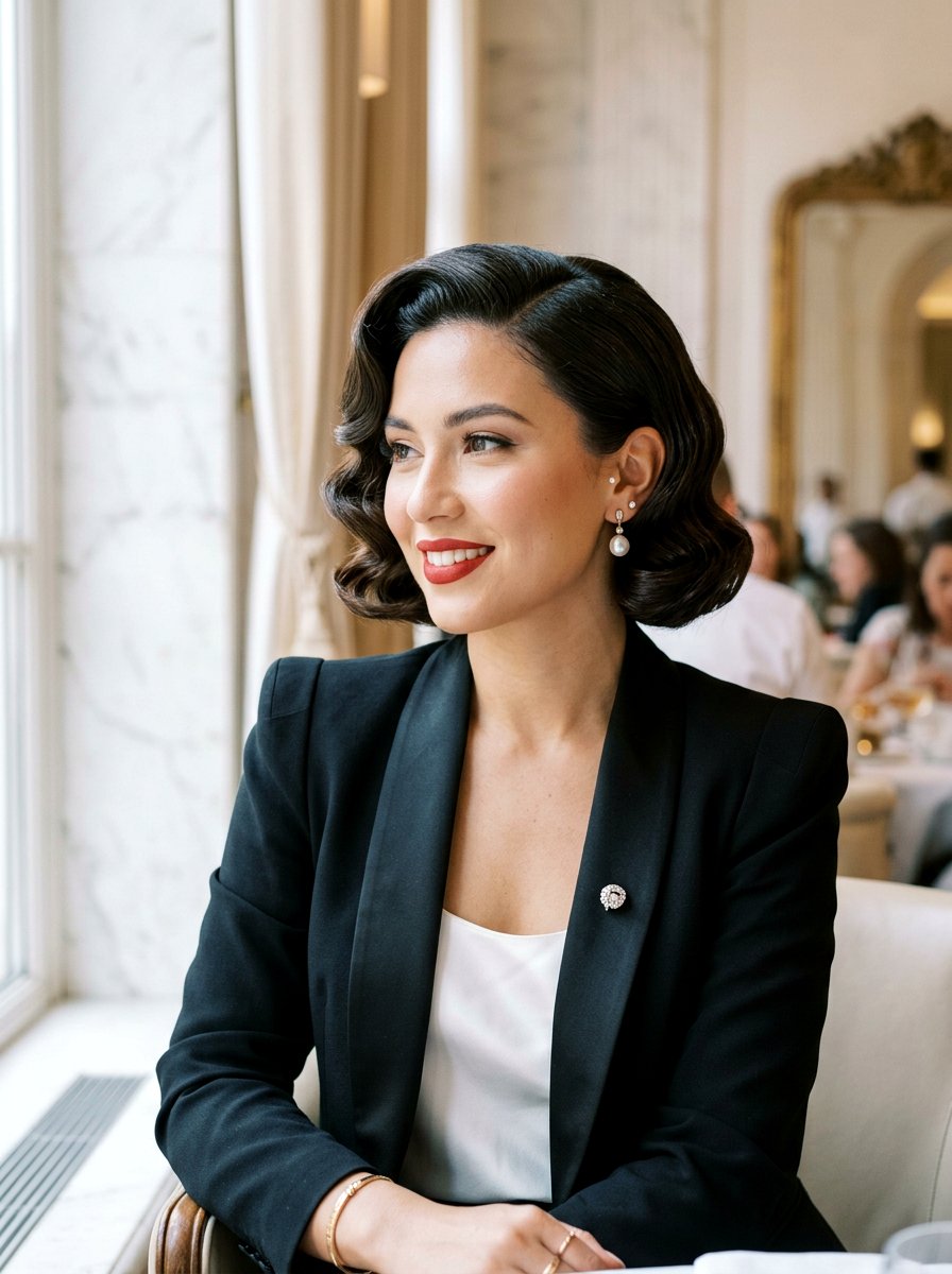 Side Swept Old Hollywood Curls On Short Hair - 20 old hollywood side swept curls - 20 old hollywood side swept curls