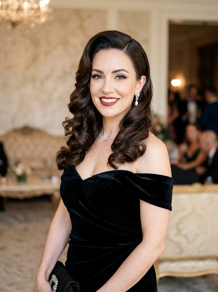 Side Swept Pin Up Curls - 20 pin up curls hairstyle - 20 pin up curls hairstyle