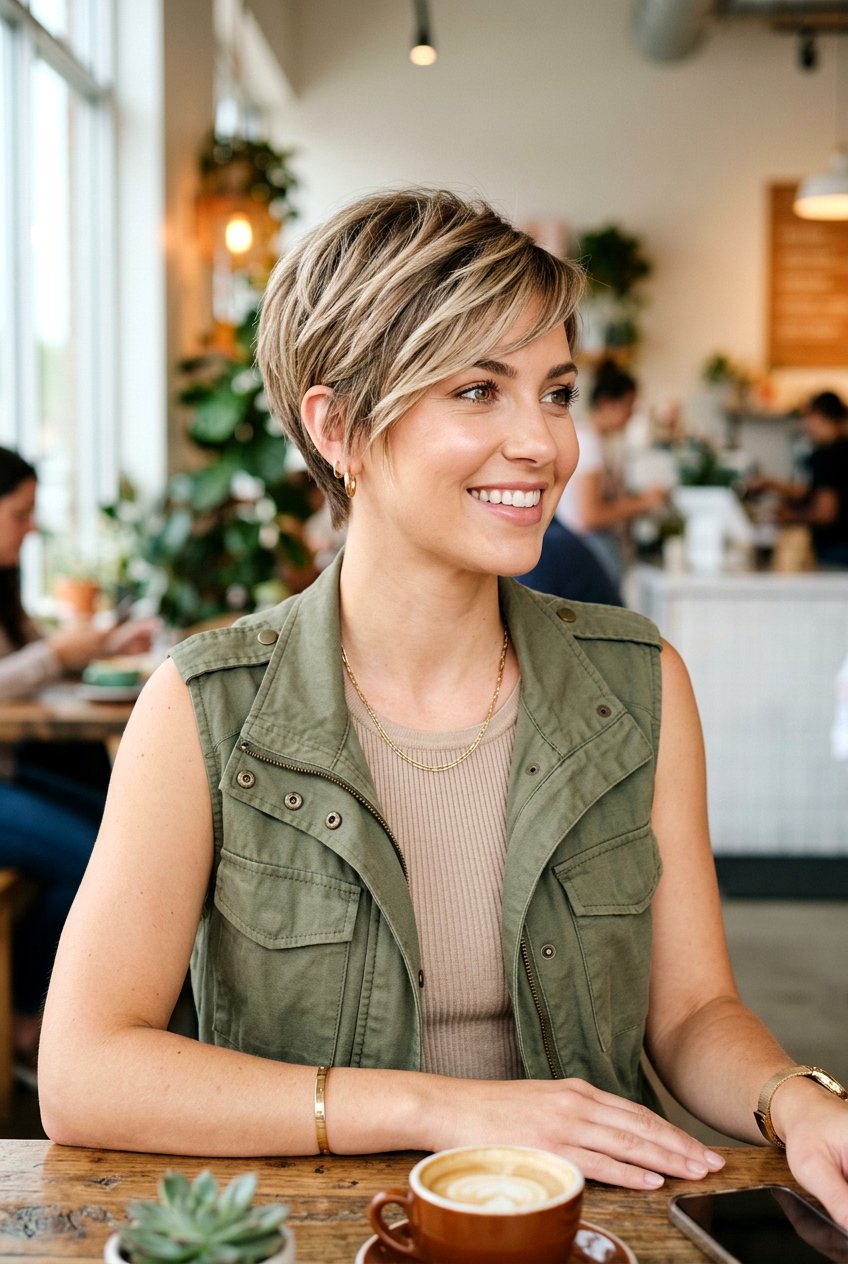 Side Swept Pixie - 20 hairstyle for postpartum baby hairs - 20 hairstyle for postpartum baby hairs