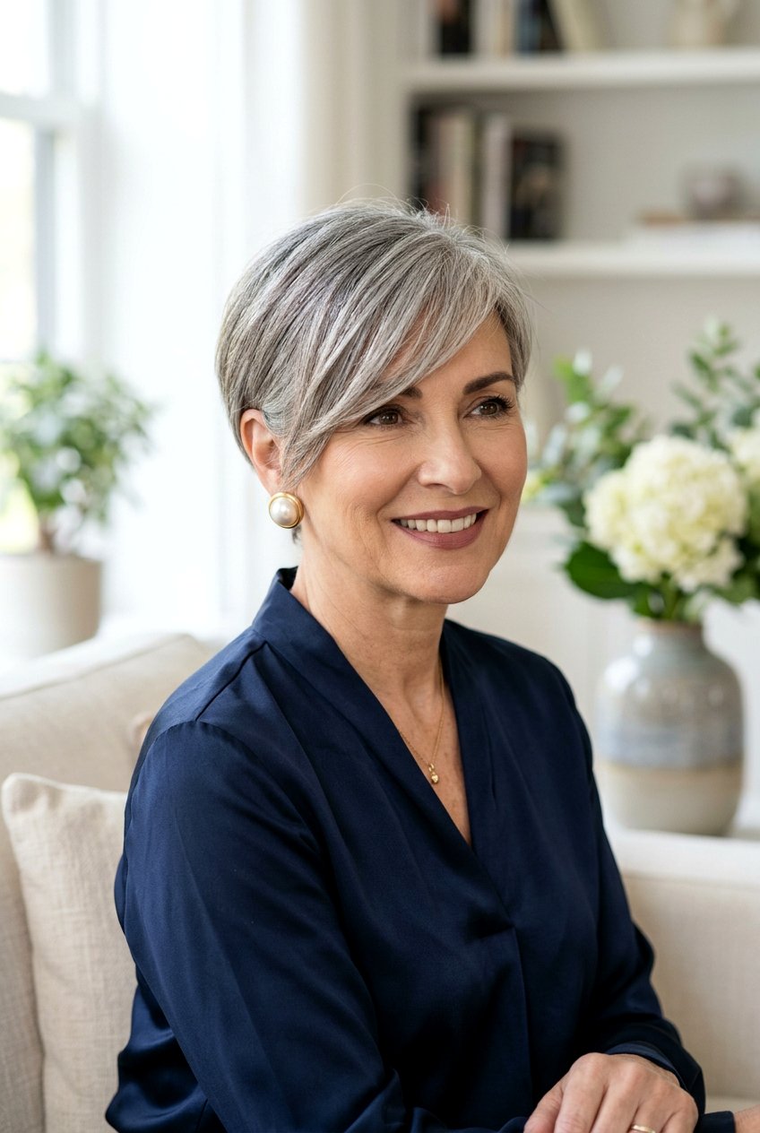 Side Swept Pixie - 20 low maintenance pixie for mature women - 20 low maintenance pixie for mature women