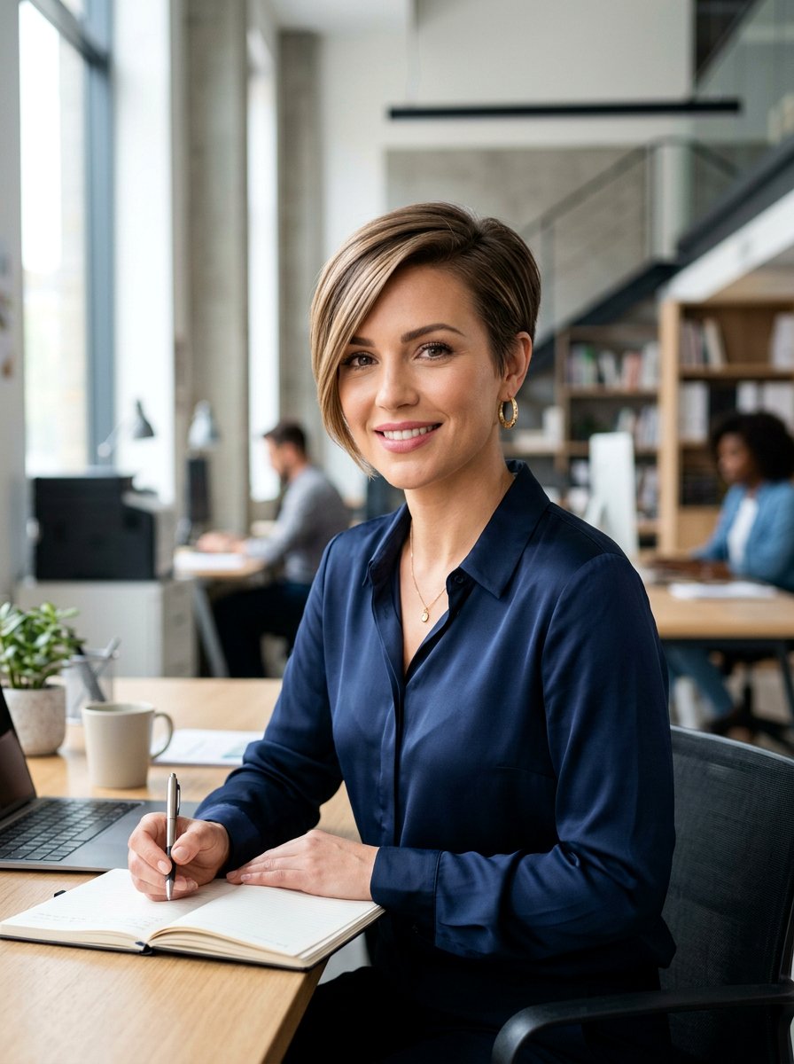 Side Swept Pixie - 20 polished pixie haircut for office women - 20 polished pixie haircut for office women
