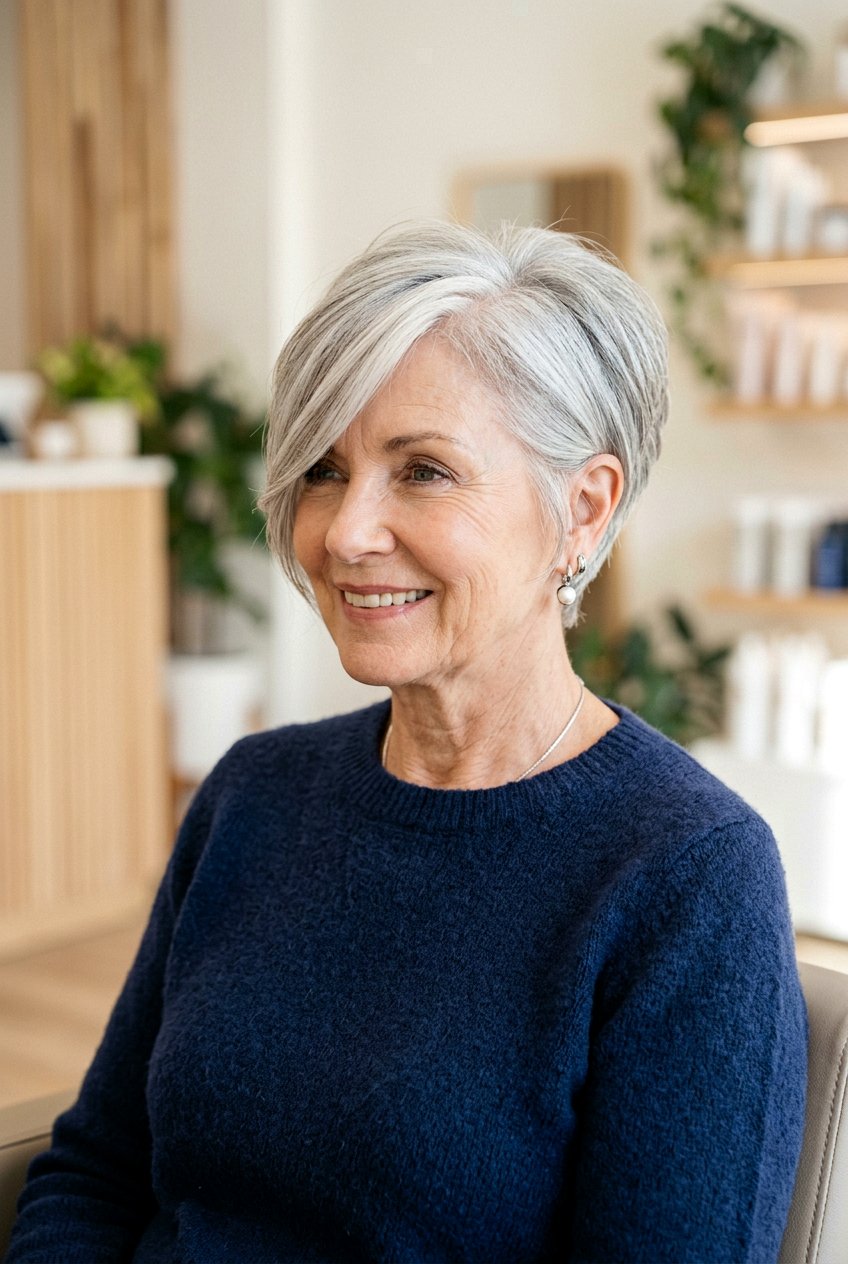 Side Swept Pixie - 20 no fuss haircuts for older women - 20 no fuss haircuts for older women