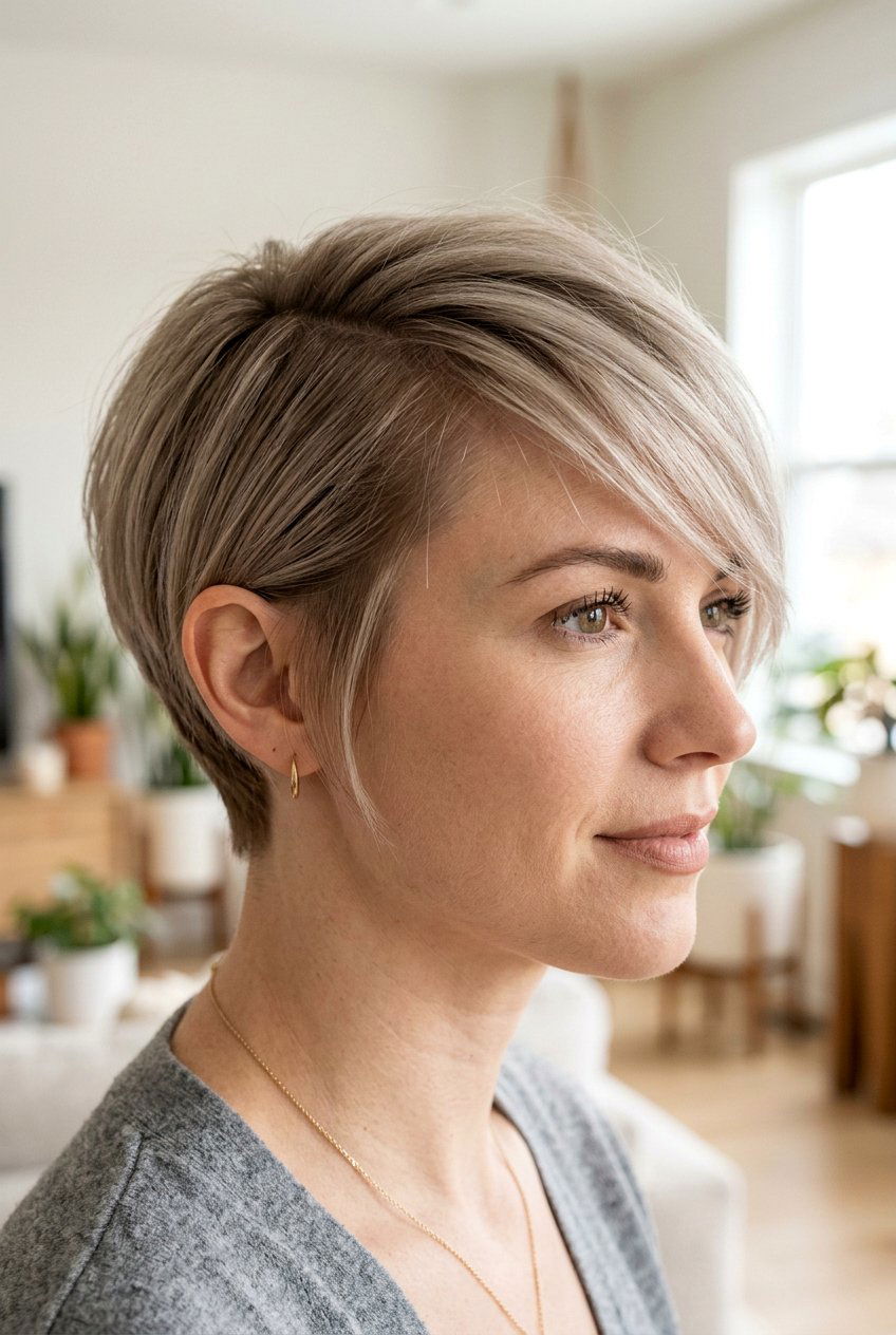 Side Swept Pixie - 20 short haircuts for thin hair - 20 short haircuts for thin hair