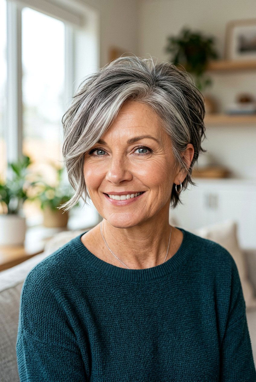 Side Swept Pixie - 20 short hairstyles for women over 50 - 20 short hairstyles for women over 50